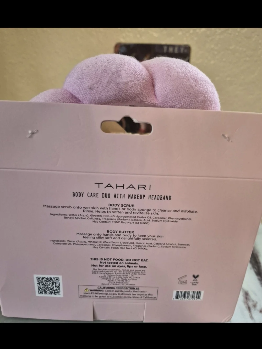 Tahari Pink and Gold Body Care Duo with Plush Headband